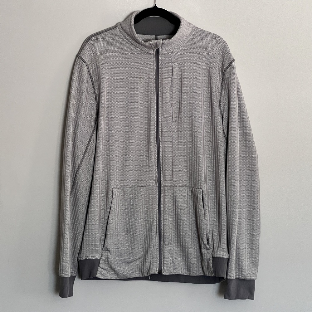 Lululemon Herringbone Gray Zip Jacket, X-Large
